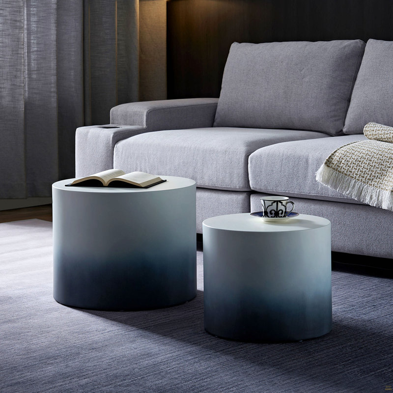 Ensemble de 2 tables d'appoint / tables basses / tables de bout / tables gigognes, Noir / blanc