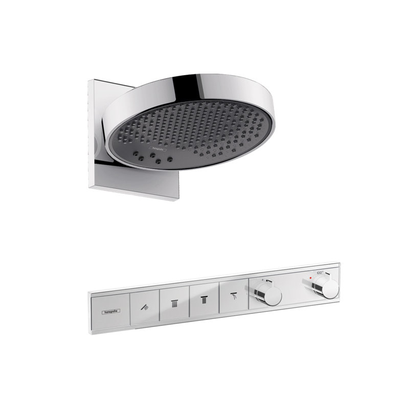 Pomme de douche hansgrohe Rainfinity 250 à 3 jets, 1,75 gal / min avec garniture thermostatique RainSelect pour 4 fonctions en chrome