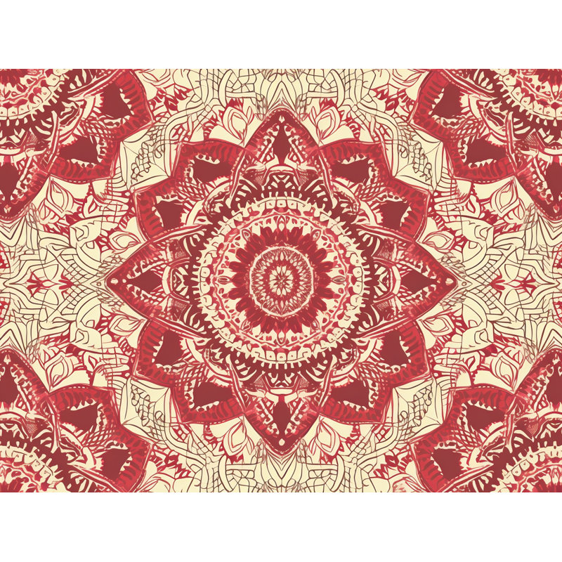Machine Printed Throw Blanket, 80" L x 60" W, Floral, Red/Beige