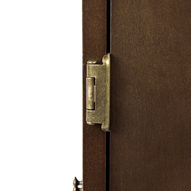 Traditional Espresso Solid Wood Dartboard Cabinet with Brass Hardware