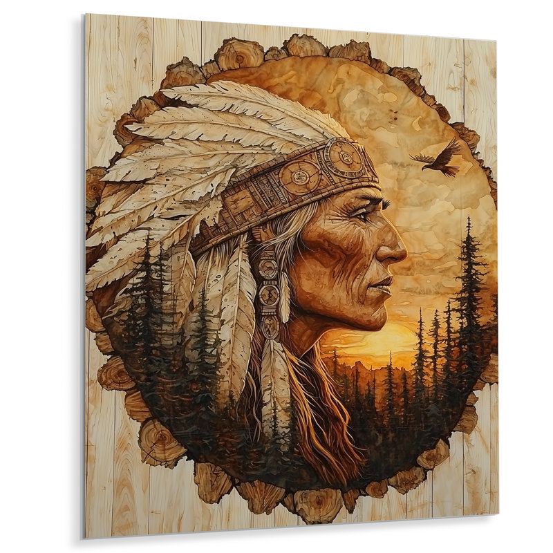 Décoration murale Native American Warrior Energy Of Forest IV - Native American Warrior, H 44 po x l 34 po