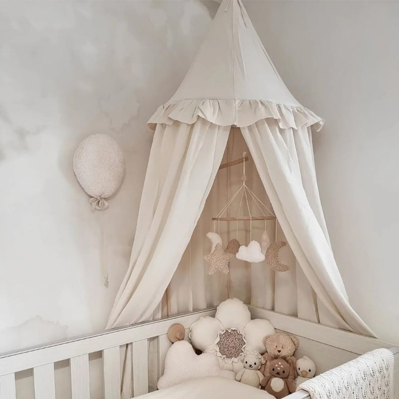 Frilled Bed Canopy With Ruffles, 50 X 240Cm (Ivory)