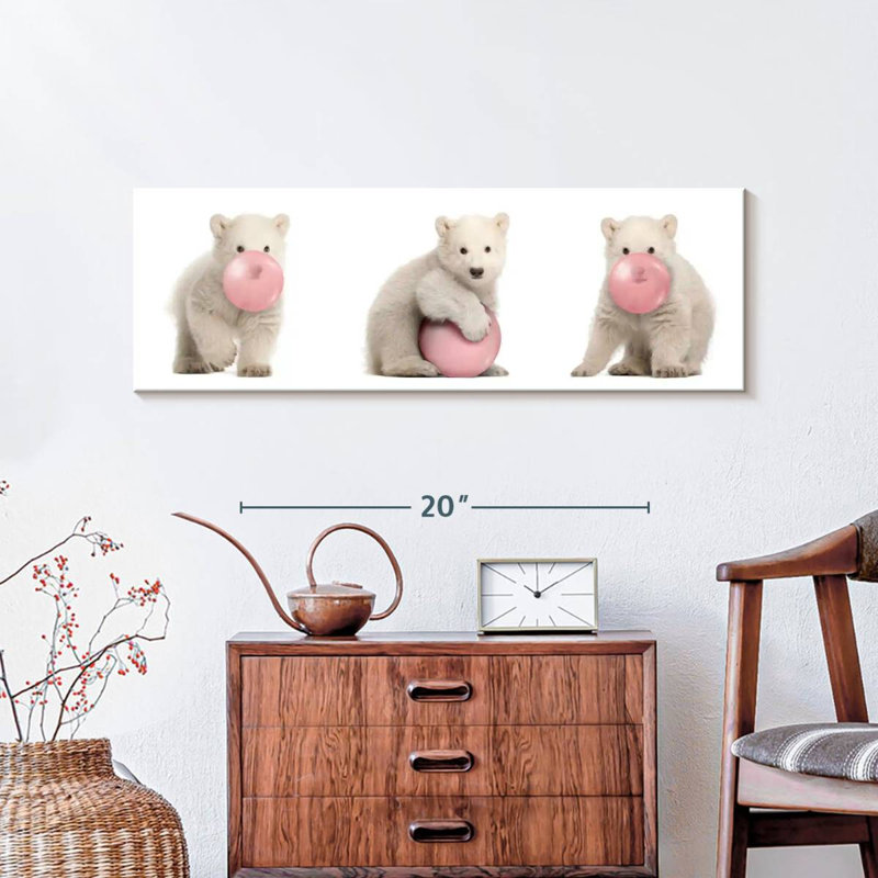 Bubble Gum, ours polaires sur toile, H 10 po x l 30 po x P 1,25 po