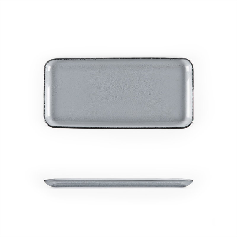 Service de table en verre 12,25 po x 6 po x H: 1 po, Gris