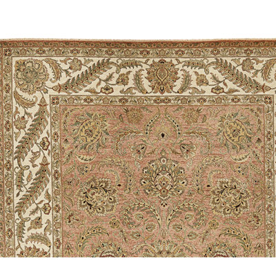High-Quality Hand-Knotted Rust And Cream Area Rug