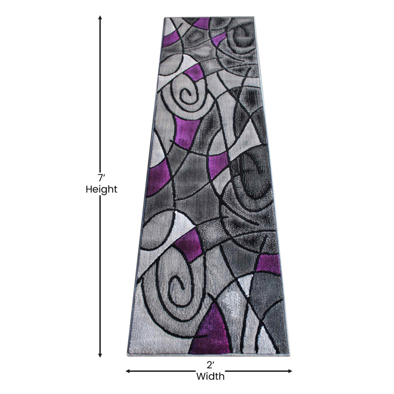 Sioar Modern Abstract Pattern Olefin Accent Area Rug, Runner 2' x 7'