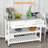 Kitchen Island With Stainless Steel Top, Open Shelves, And Drawers
