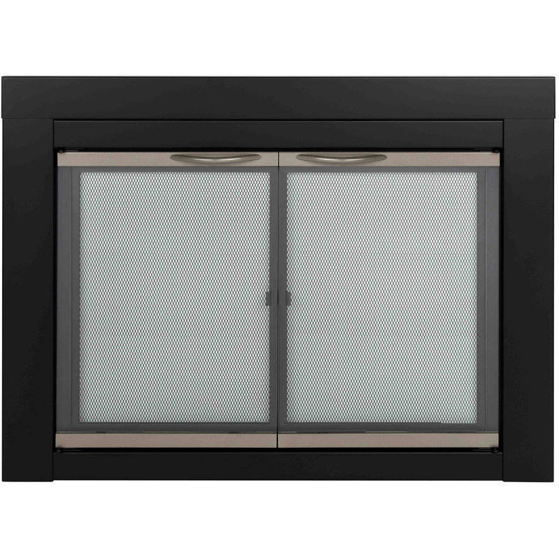 Portes de foyer en nickel de style armoire Abla, H 28 po x l 37,5 po x P 0,95 po