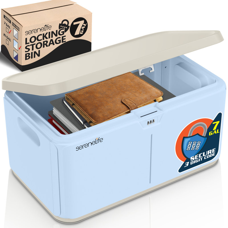 SereneLife Plastic Storage Tub & Tote, Light Blue