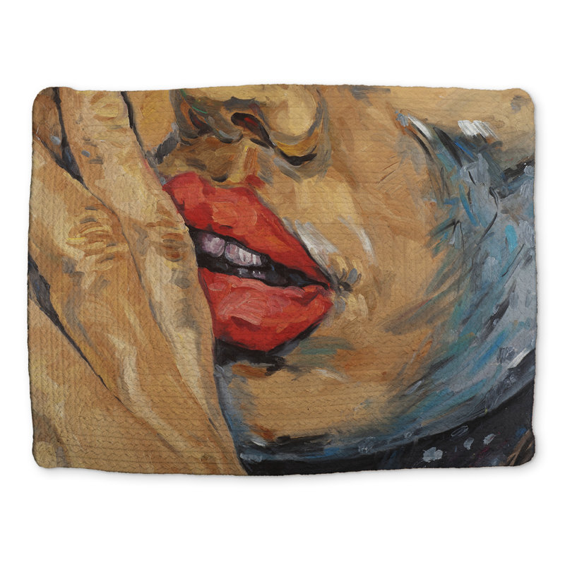 Shushing Lips Closeup Braided Polyester Placemat | Home Decor