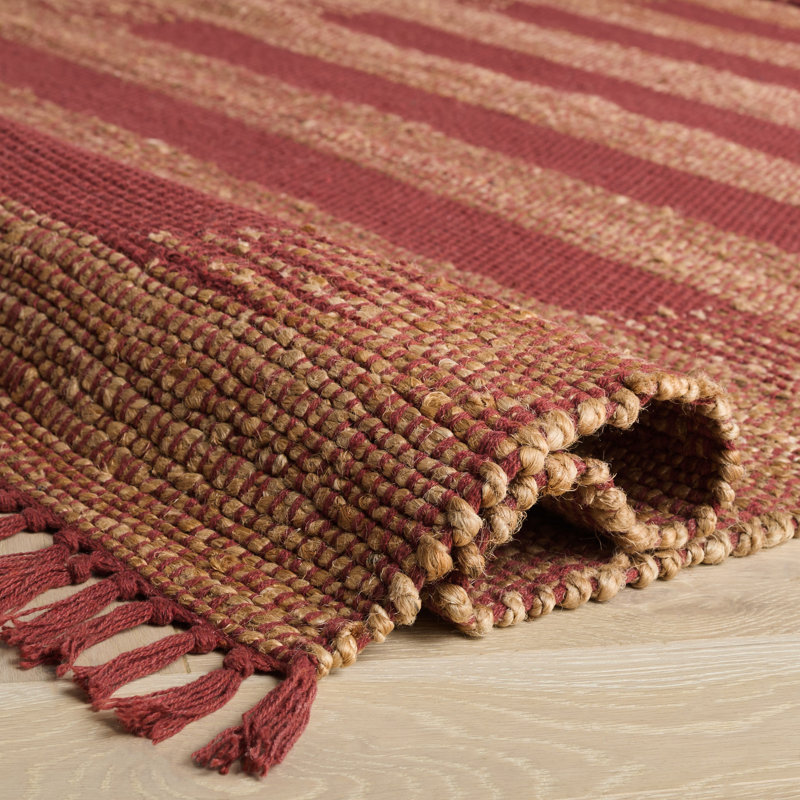 Natural Fiber 124 Hand Woven 70% Jute; 30% Cotton Abstract Rug, Rectangle 8' x 10'