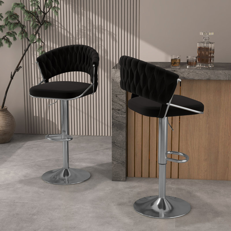 Christal Height Adjustable Swivel Bar Stool, Black