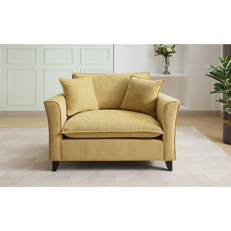 Fauteuil surdimensionné 46,3 po, tissu chenille, Jaune