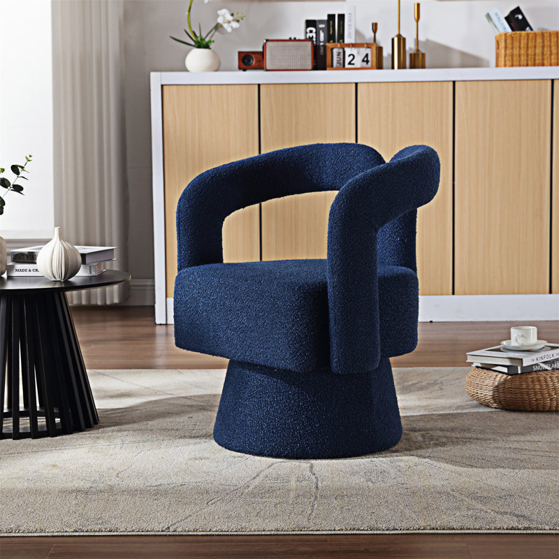 Fauteuil demi-tonneau Accent, Bouclé bleu marine