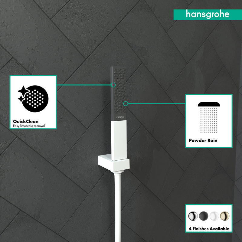 Hansgrohe Rainfinity Baton Handheld Shower Head 100, Matte White, 1.75 GPM