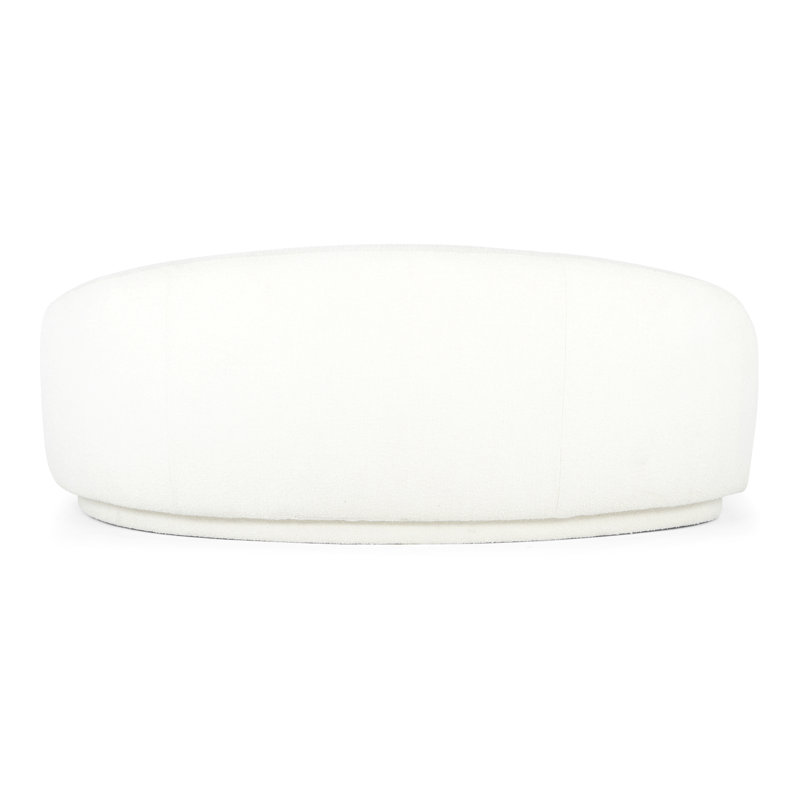 82.25" Round Arm Curved Loveseat, White Boucle