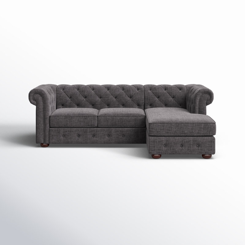 Dunn Upholstered L-Shaped Sectional Right Hand Facing, Dark Grey Linen