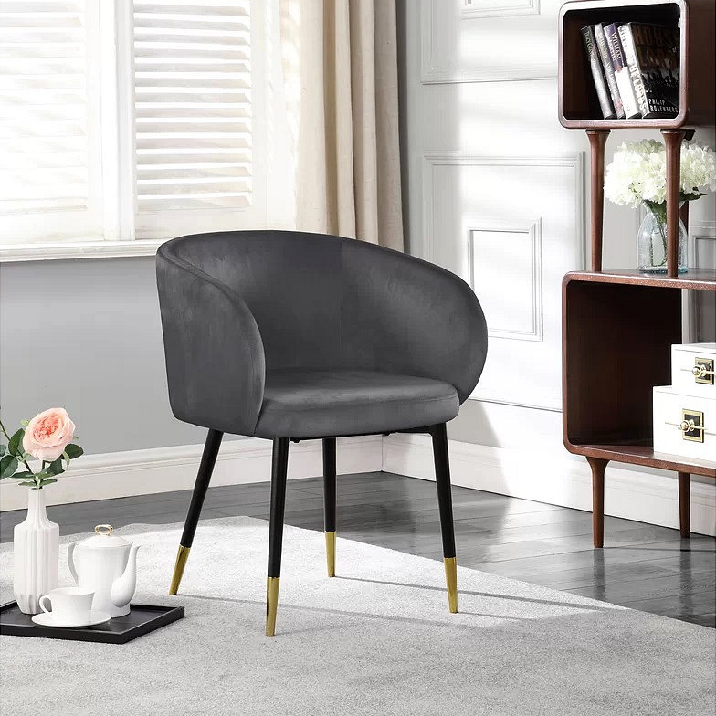 Chaise en velours Barrel, Gris