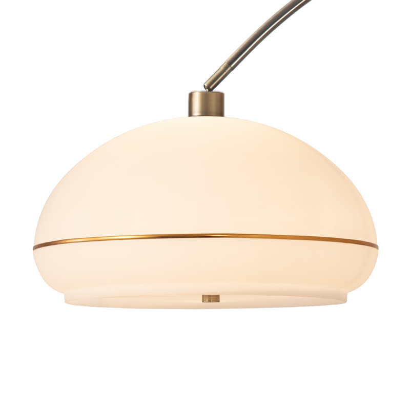 Lampe sur pied Morelli - 84 po, laiton vieilli et noyer, gradateur, base en V, Laiton vieilli / noyer
