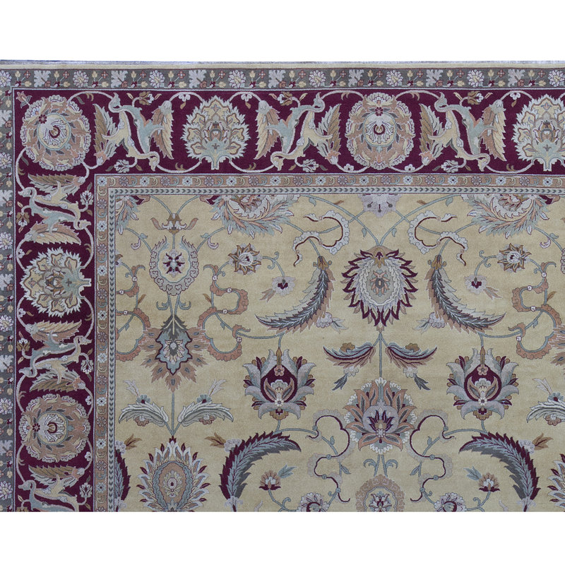 Tapis beige noué à la main de haute qualité