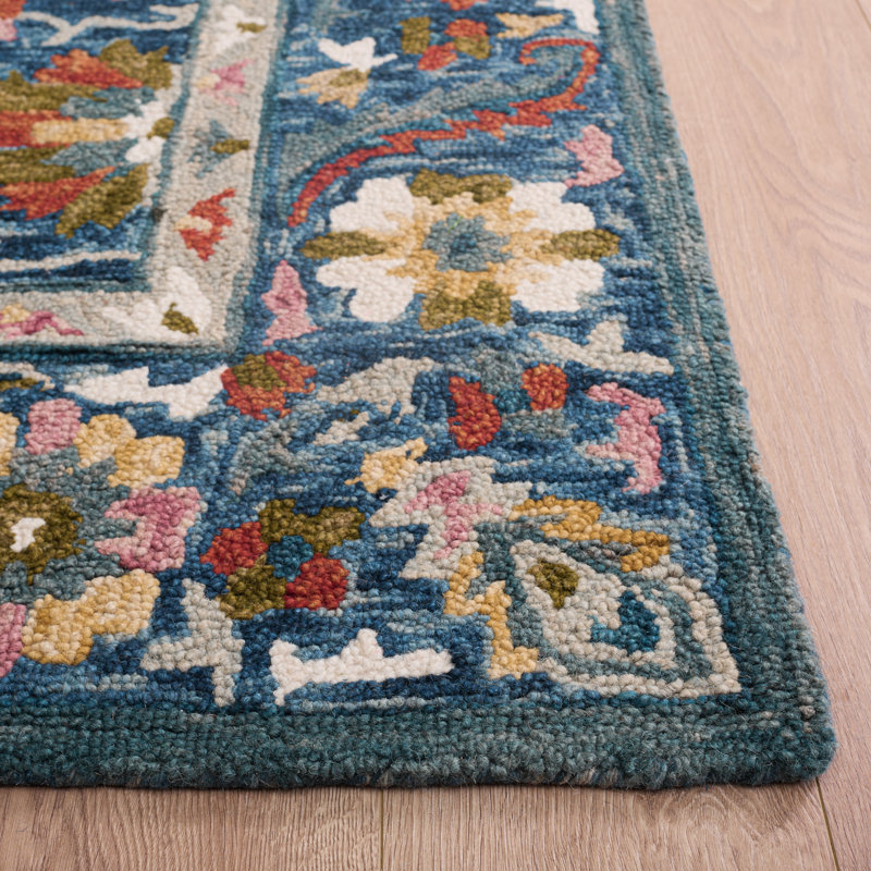 Oriental Hand Tufted Wool/Cotton Area Rug in Green/Blue/Orange/Yellow/Pink/Ivory, Square 7'