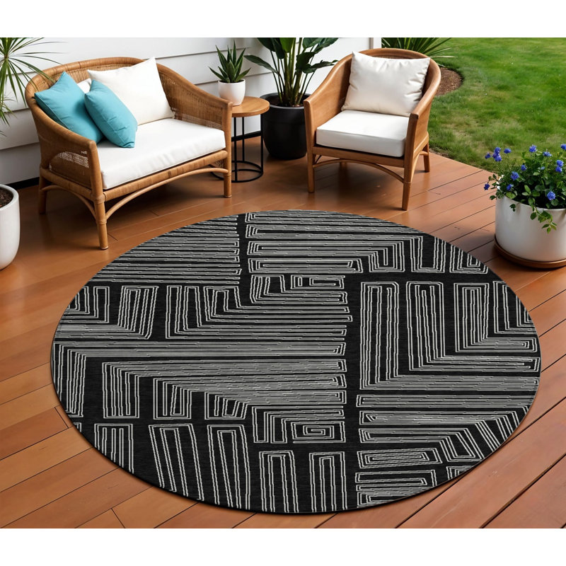 Tapis rond noir 8 po