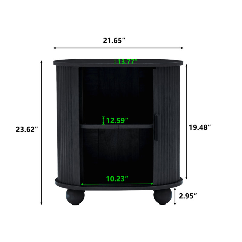 Ensemble de tables de bout avec portes coulissantes, Noir
