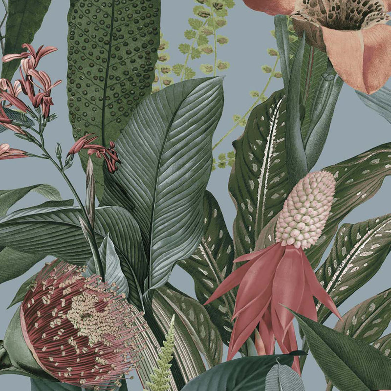 Tigerlily Lush Wallpaper, Blue