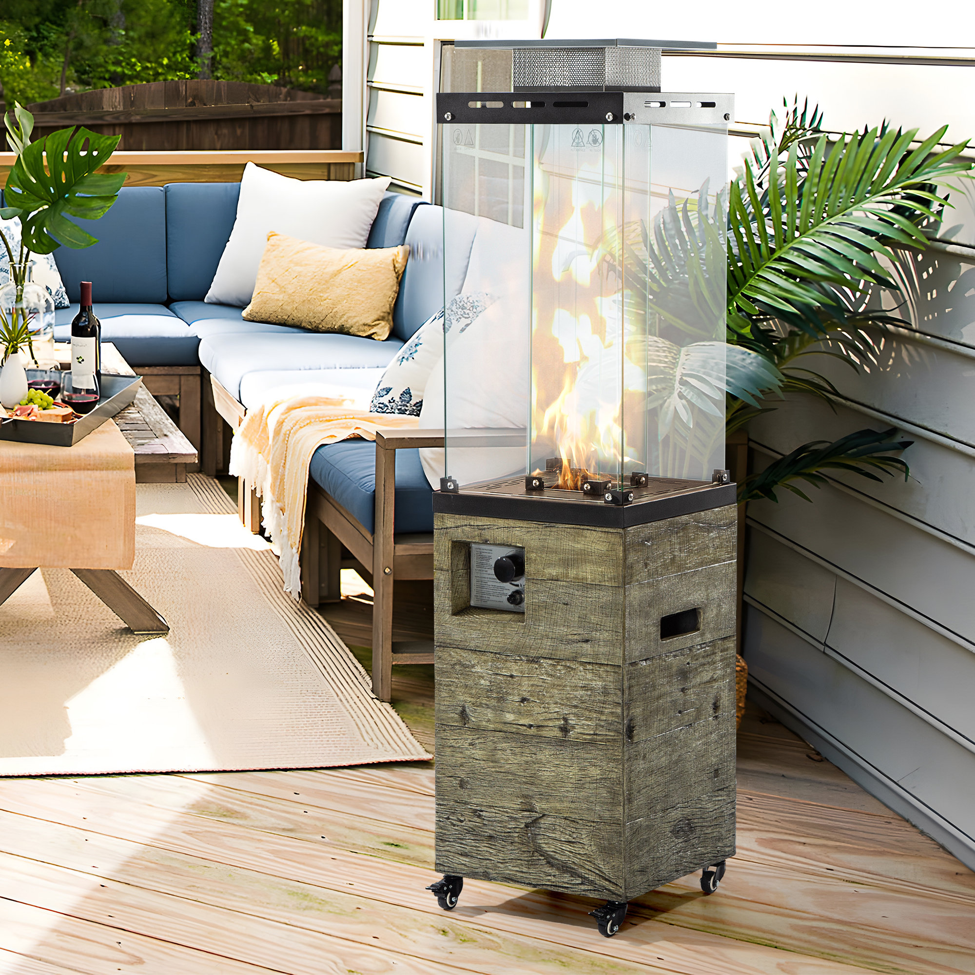 Home Depot Stainless Steel Patio Heater With Wheels Hampton Bay