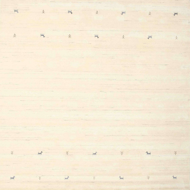 Tapis de zone crème contemporaine, Carré 5 pi