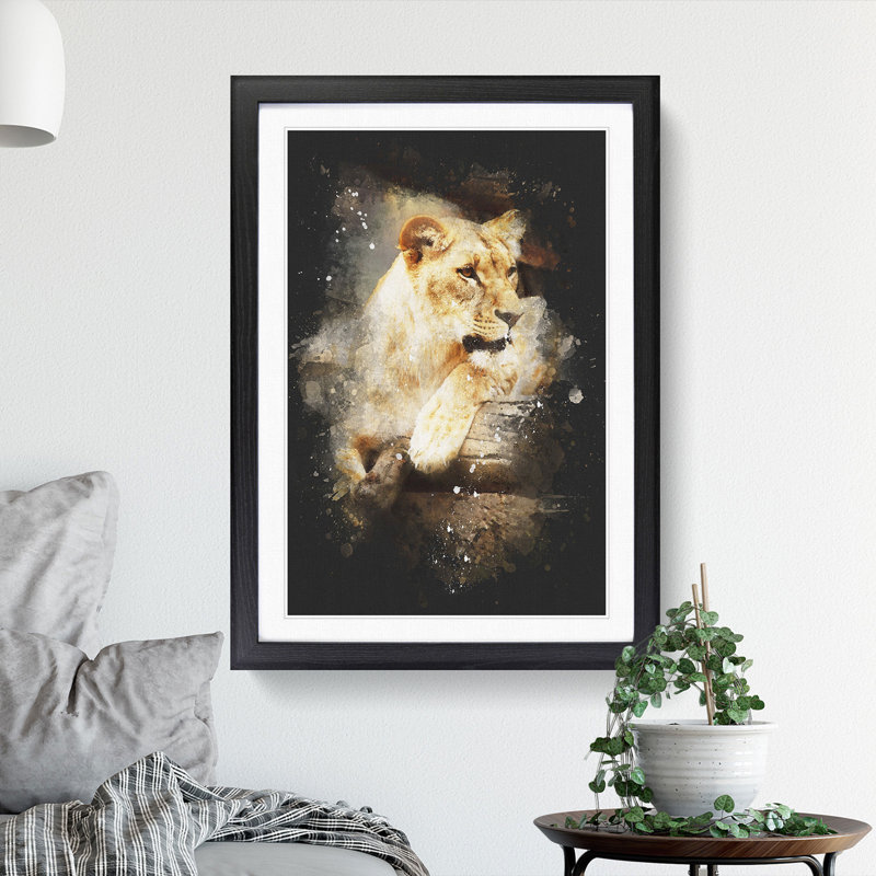 Lioness - Framed Print, Black Framed, 65cm H x 48cm W x 2cm D