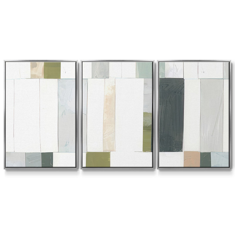 Litme Collage I - Toile encadrée multi-pièces, H 24 po x l 48 po x P 2 po, Argent