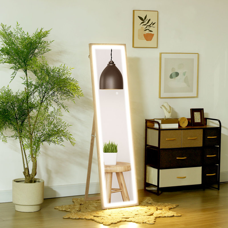 Ayberk Manufactured Wood Rectangle LED Floor Mirror