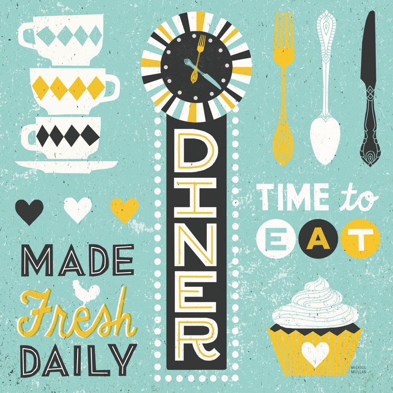 " Retro Diner Pattern I " by Michael Mullan, 12" H x 12" W