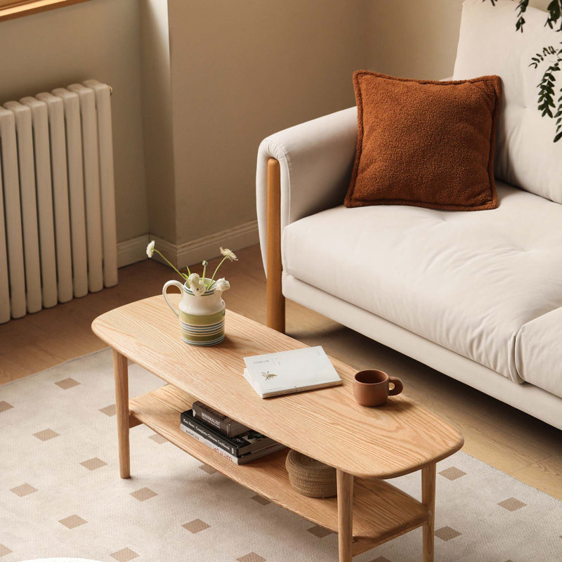 Table basse à plateau en bois massif, H 16,54 po x L 39,37 po x l 15,75 po