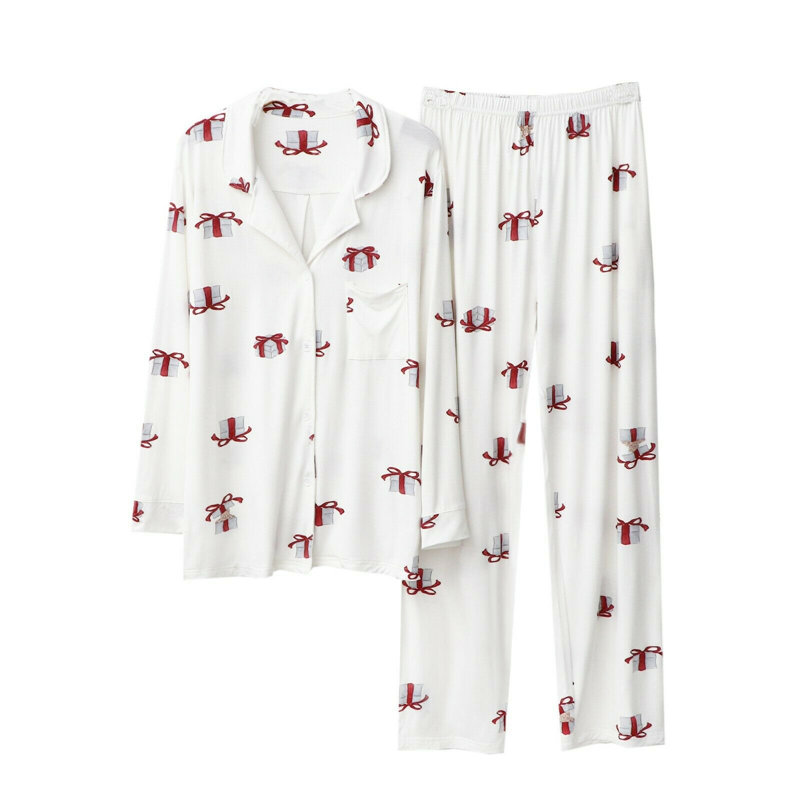 Ensemble de pyjama à imprimé à col droit pour femmes RH