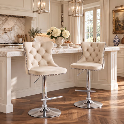 Swivel Counter Stool with Stainless Steel Frame
