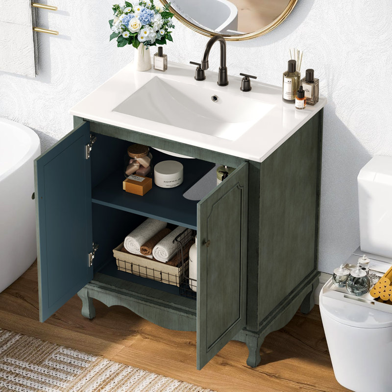 Meuble-lavabo avec lavabo en céramique Vintage