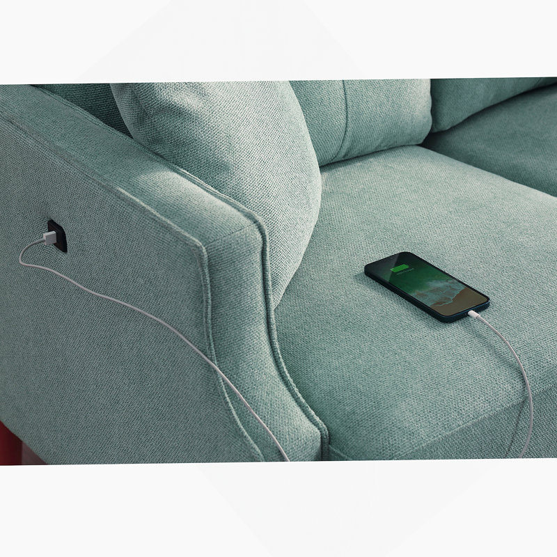Causeuse avec charge USB, Bleu pastel