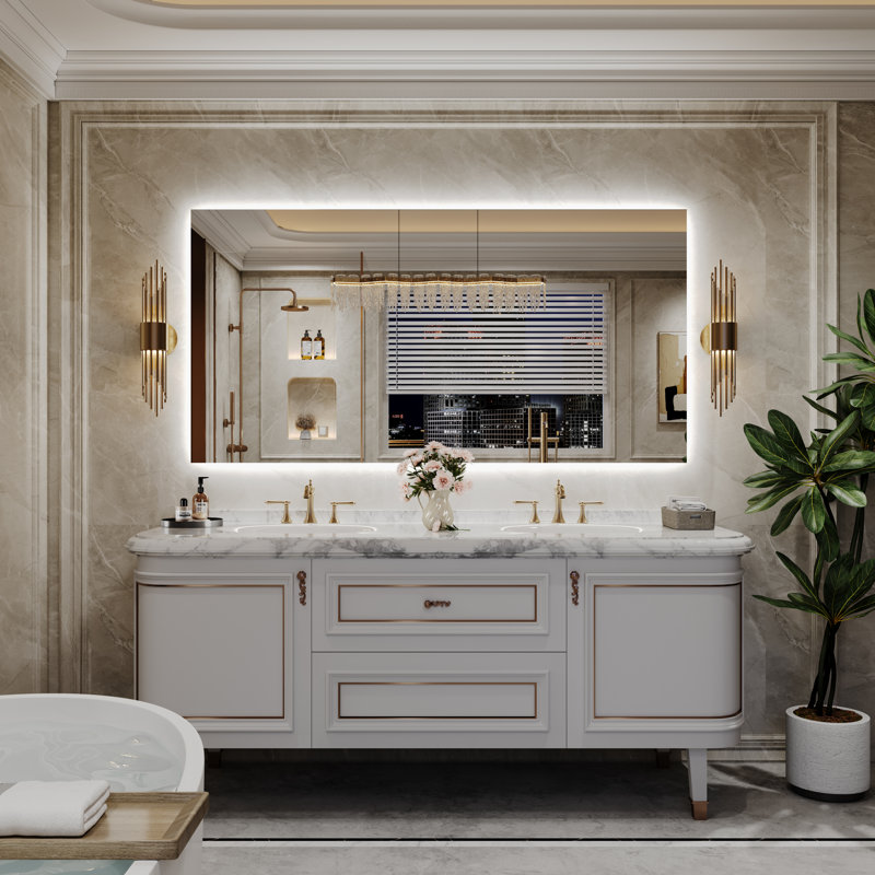 Lunara UL Certified Frameless Backlit LED Bathroom Vanity Mirror , Anti Fog Temper Glass 3 Year Warranty, 60" x 30"