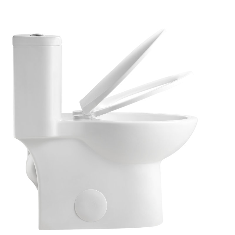 Bathroom Toilet With 1.1/1.6 Dual Flush, 17 - Inch Height, Rimless Siphon Flush Technology, 360 All Around Wash, Soft Closing Seat, 12 Inch Rough In Design And Gloss White Color Modern Circulation,