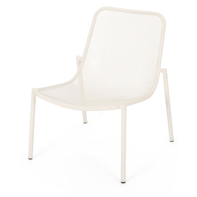 Chaises d'appoint empilables en maille métallique Bisso, Blanc mat
