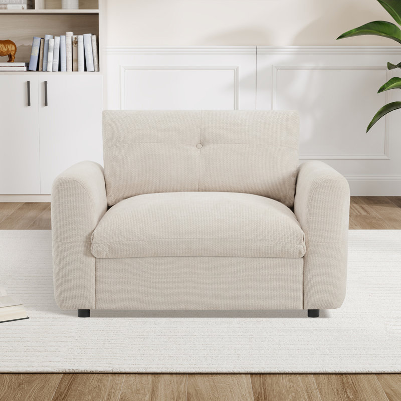 Modern Chenille Accent Chair,Upholstered Single Sofa Chair With Charging Port, Beige