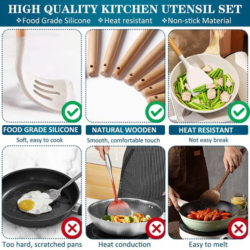 Caannasweis 44 Piece Cooking Utensil Set with Utensil Crock, White