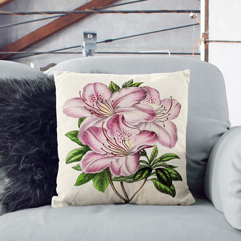 Illustration of Pale Azaleas Cushion with Filling, 40cm H x 40cm W x 15cm D