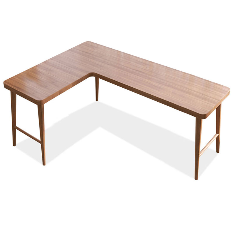 Bureau brun en bois massif en forme de L, H 29,53 po x l 86,61 po x P 21,65 po, Orienté à gauche (vu de face)