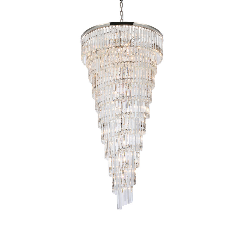 Lustre à gradins en cristal à 58 niveaux Dahlonega, Noir mat, 86" H x 48" W x 48" D, 58 Light