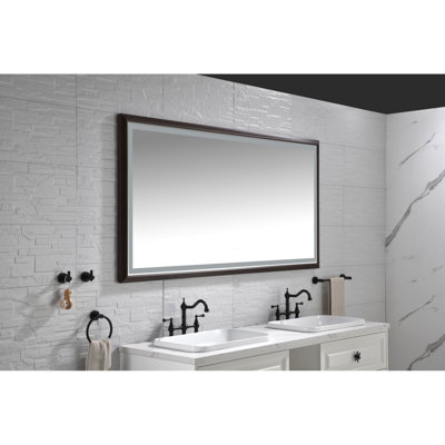 Miroir de salle de bain 72 po x 36 po à DEL avec cadre en aluminium, miroir de meuble-lavabo mural, antibuée, mémoire, 3 couleurs, réglable en continu