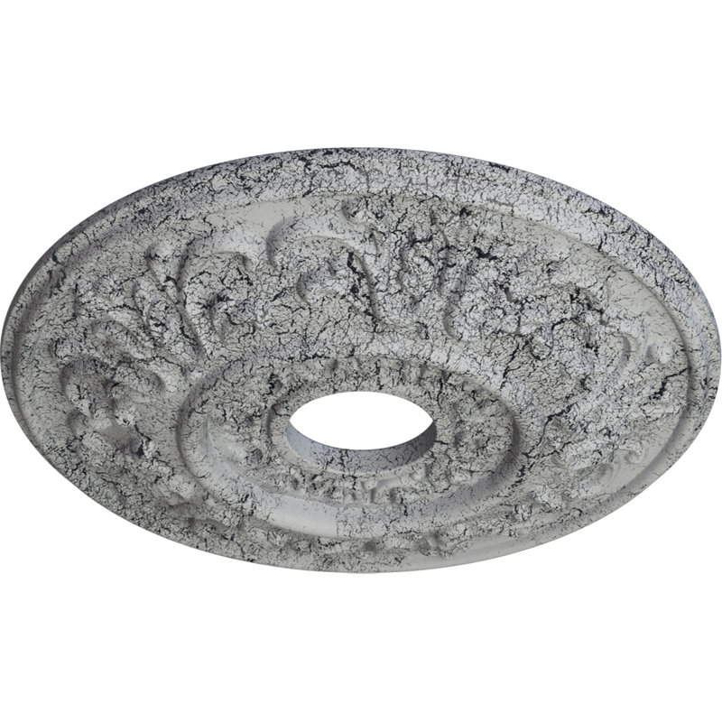 Médaillon de plafond Endurathane Amelia, DE 19 5/8 po x P 3/4 po (convient aux auvents jusqu'à 2 3/8 po), finition craquelée pierre de château peinte à la main