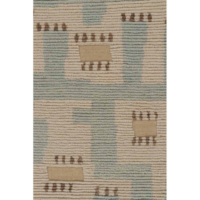 Scandinavian Hand Knotted Wool Geometric Area Rug, Rectangle 10' x 14'